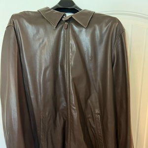 Men's Polo by Ralph Lauren Brown Leather Bomber Jacket 2XLT